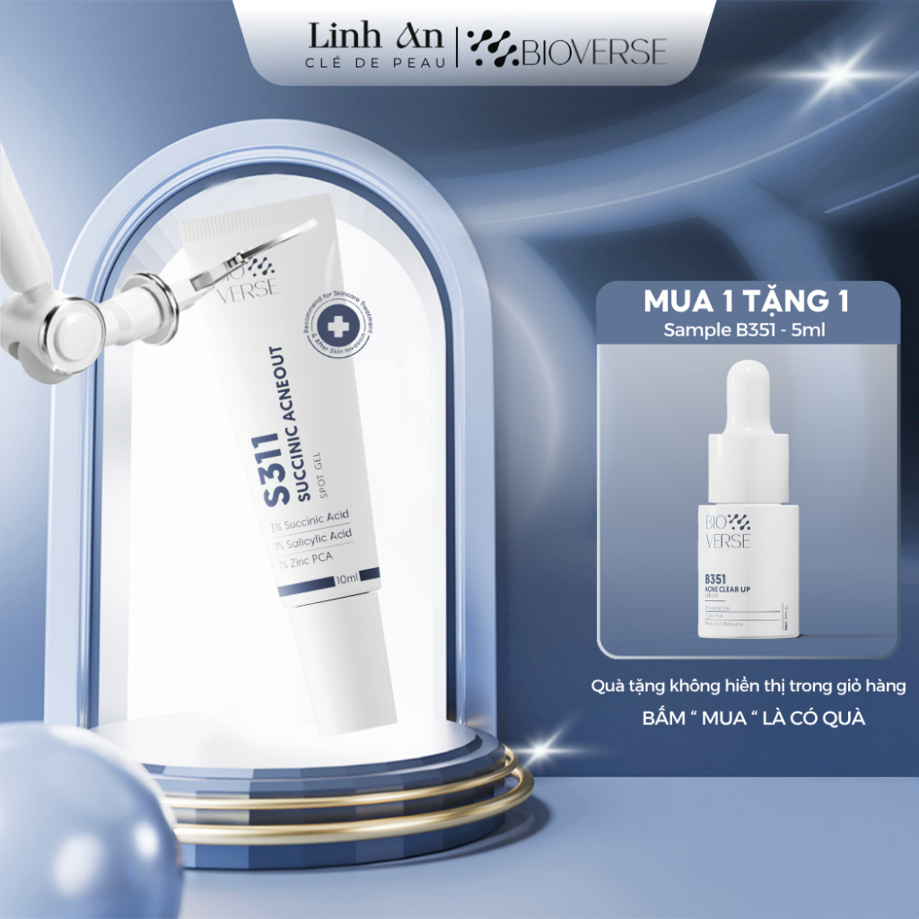 Gel chấm mụn 3%Succinic acid +1% Salicylic Acid hỗ trợ giảm khuẩn se còi mụn Bioverse S311 Succinic 