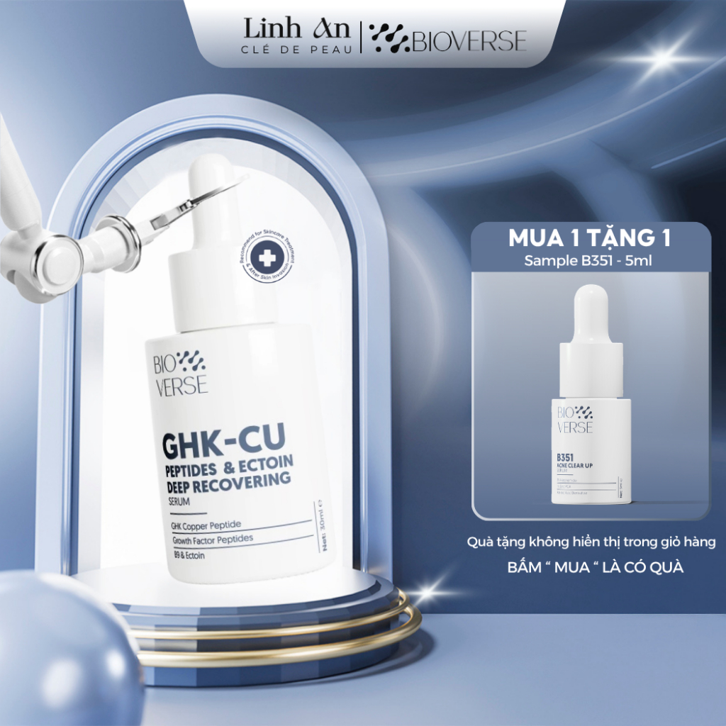Serum Đồng Peptides Tăng sừng khỏe Bioverse GHK-Cu Peptides & Ectoin Deep Recovering Serum 30ml