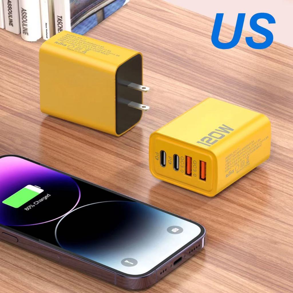 Bộ củ cáp sạc nhanh 120W 4 cổng PD USB Type-C Sạc nhanh cho nhiều thiết bị không nóng máy | BigBuy360 - bigbuy360.vn