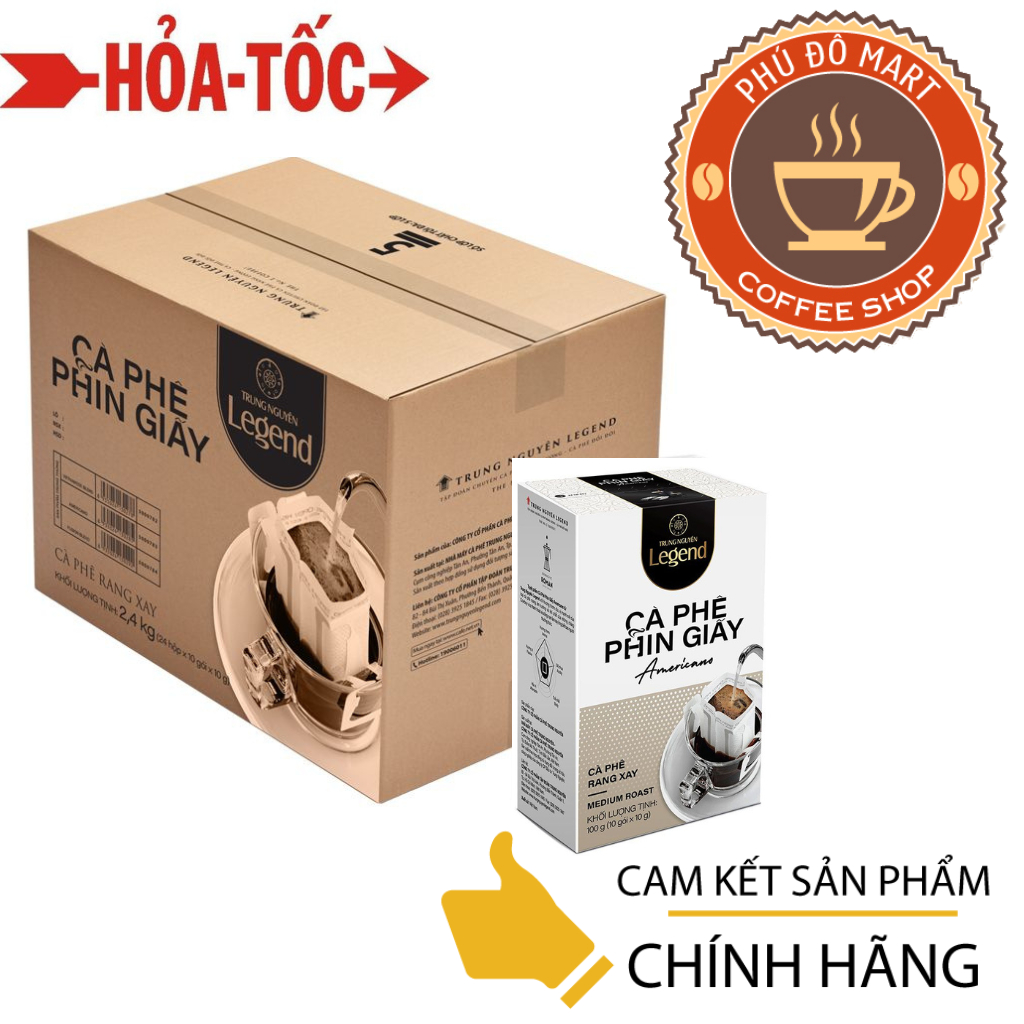 (Sỉ - Thùng) Cà Phê Phin Giấy Trung Nguyên Legend Americano Hộp 10 Túi Phin Lọc