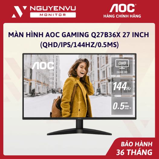 [Full Vat] Màn Hình Gaming AOC Q27B36X 27 inch 2K (QHD/IPS/144Hz/0.5ms) - Bảo Hành 3 Năm