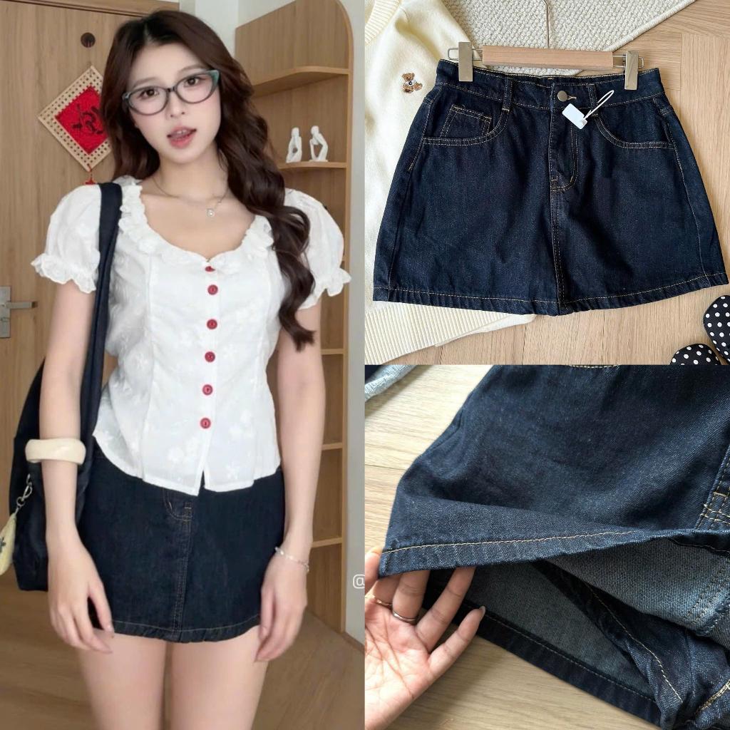 Chân váy jeans mini dáng ngắn JESSE basic có quần bảo hộ HAVANA #7862 CV440 | BigBuy360 - bigbuy360.vn