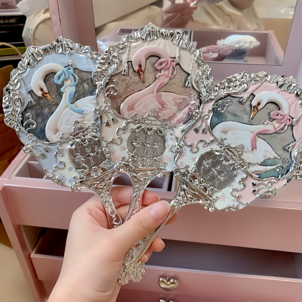 Gương Cầm Tay Hoa Biếc Thiên Nga FLOWER KNOWS Swan Ballet