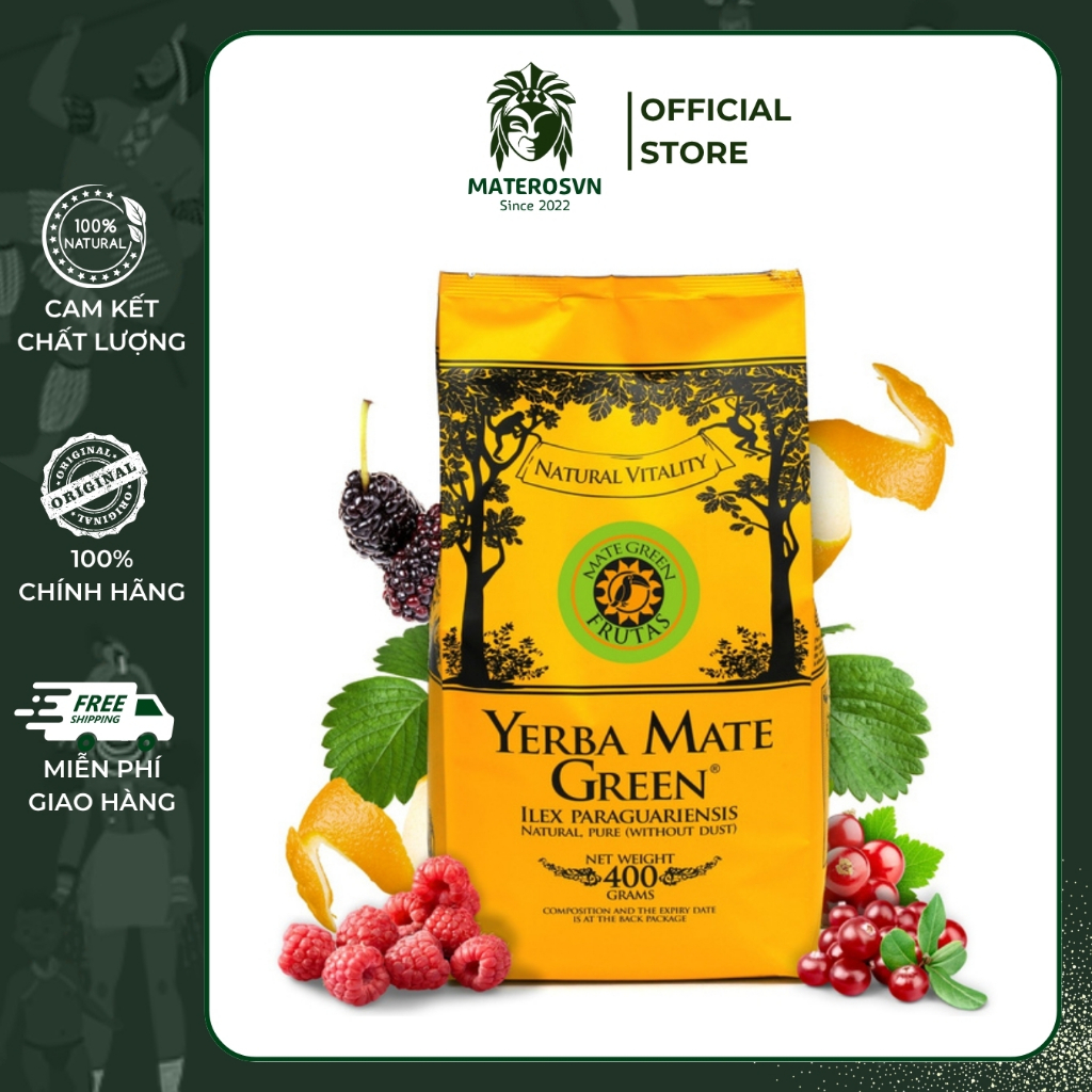 Trà Yerba MATE GREEN Frutas Cao Cấp – Mate Xanh Kết Hợp Trái Cây Nhiệt Đới
