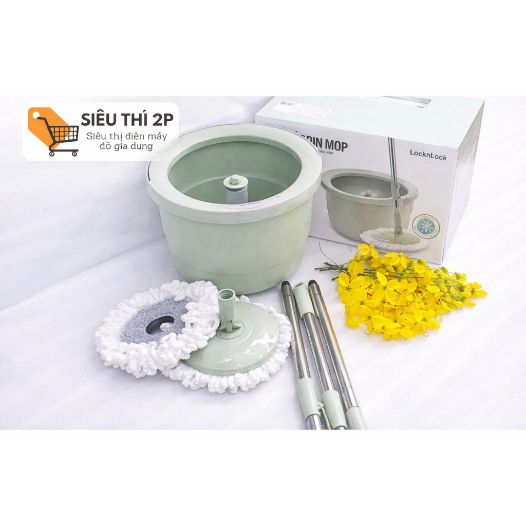 Bộ cây lau nhà xoay tay Lock 498MIT tặng kèm 2 bông lau