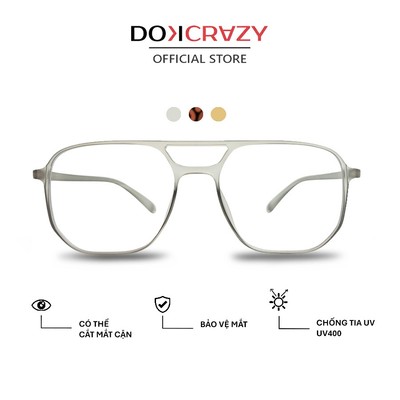 Gọng kính DOKCRAZY RIN mắt phi công ,Nam Nữ, Basic Chất Liệu Nhựa, Bền, Chống Ánh Sáng Xanh, UV400, Kính Teen, Cá Tính