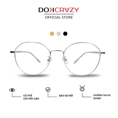 Gọng kính DOKCRAZY RUBY Chất Liệu Hợp Kim Hot Trend, Chống ánh sáng xanh, tia UV400, Unisex, Dáng Oval, Gọng Teen