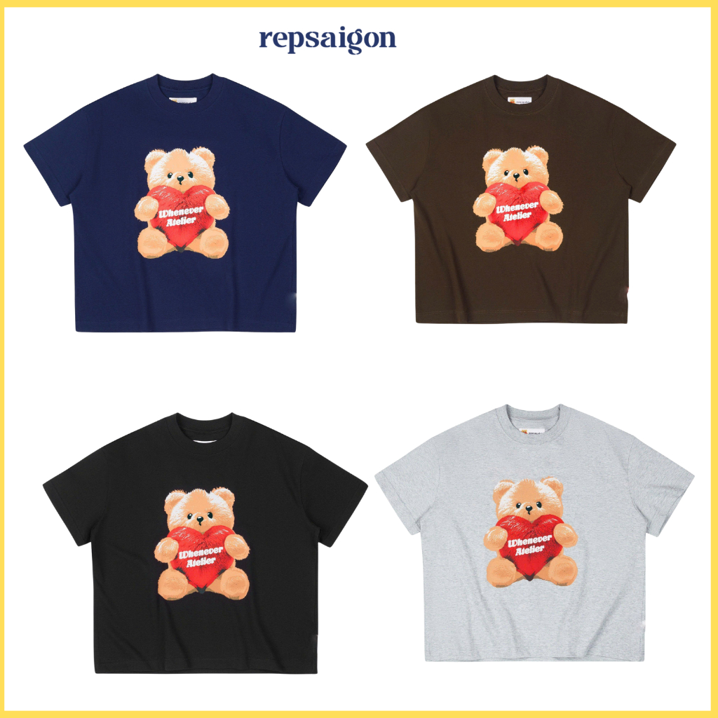 Áo thun gấu whenerver bear chất vải cotton dày mịn form rộng nam nữ - repsaigon