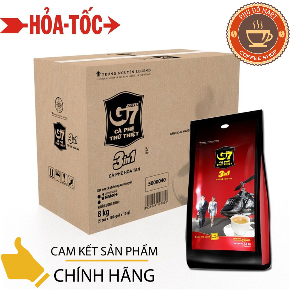 (Sỉ - Thùng) Cà Phê Sữa Hòa Tan G7 3in1 Bịch 100 gói dài - Trung Nguyên (Bao bì mới )