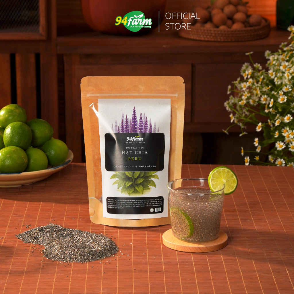 Hạt chia đen 94farm chuẩn Peru (Hàng vụ mới) Hàng nhập khẩu chính ngạch Pha nước uống giải nhiệt