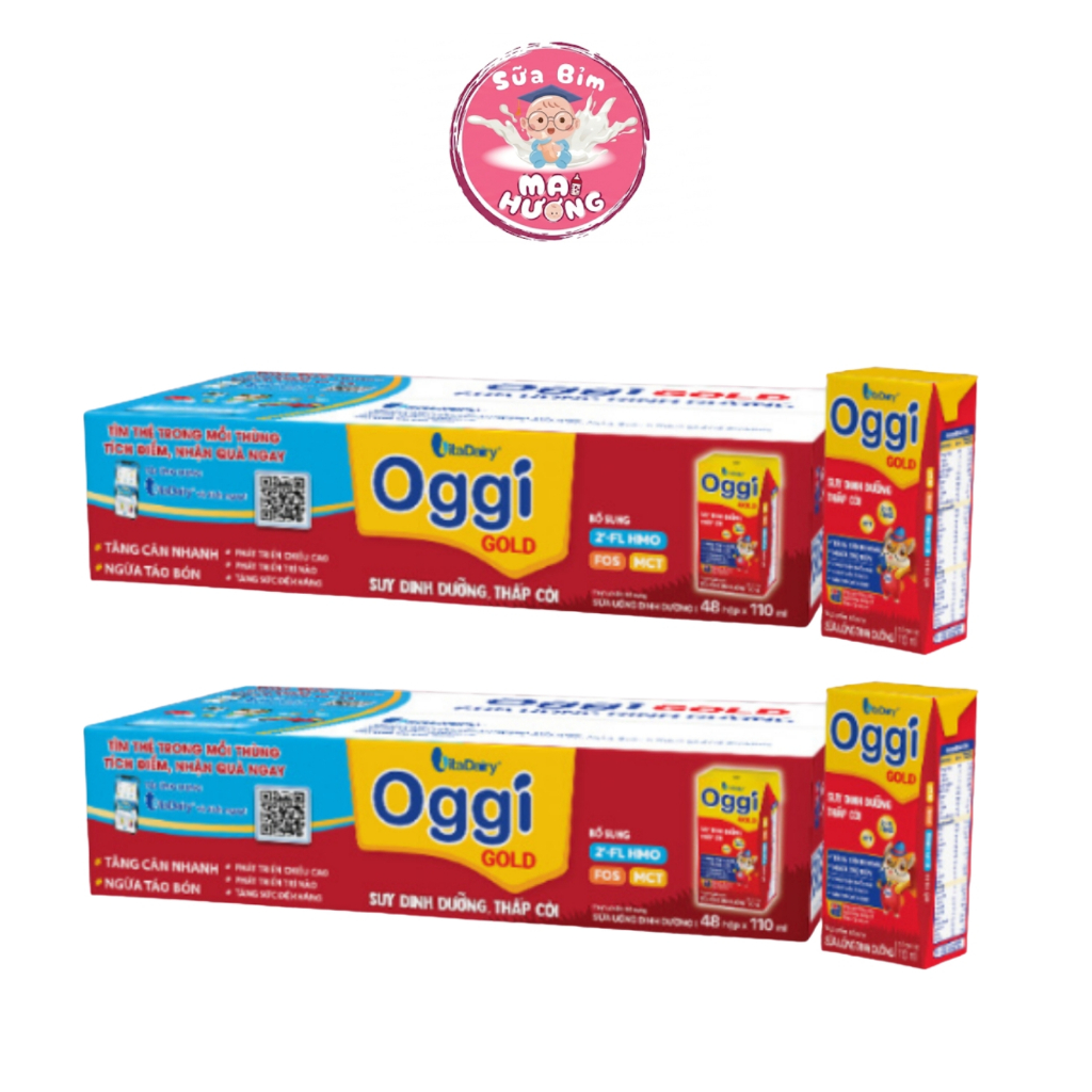 Thùng sữa pha sẵn Oggi Gold Đỏ (110ml, 180ml) thùng 48 hộp chính hãng VitaDairy - SỮA BỈM MAI HƯƠNG