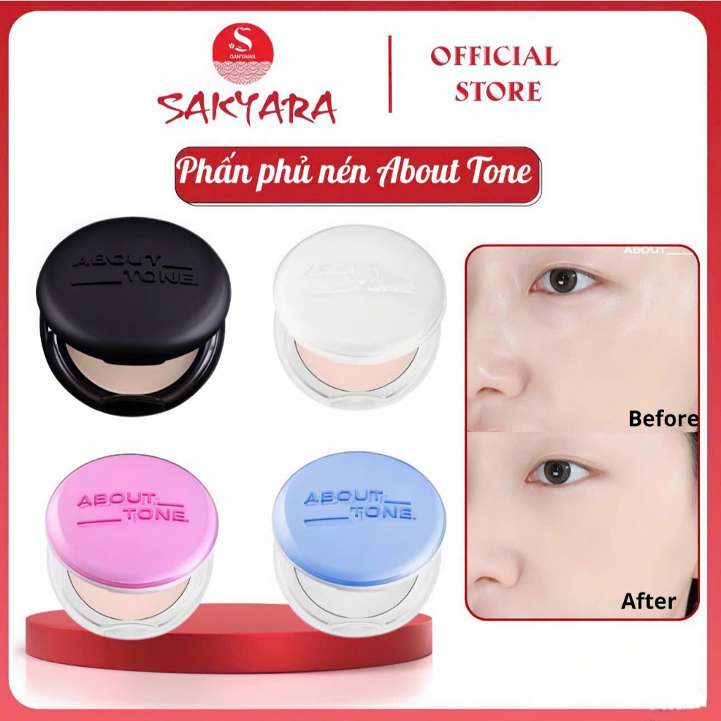 Phấn phủ About Tone Eglips Powder Pact Dạng Nén Nâng Tông, Kiềm Dầu, Chống Mốc Nền
