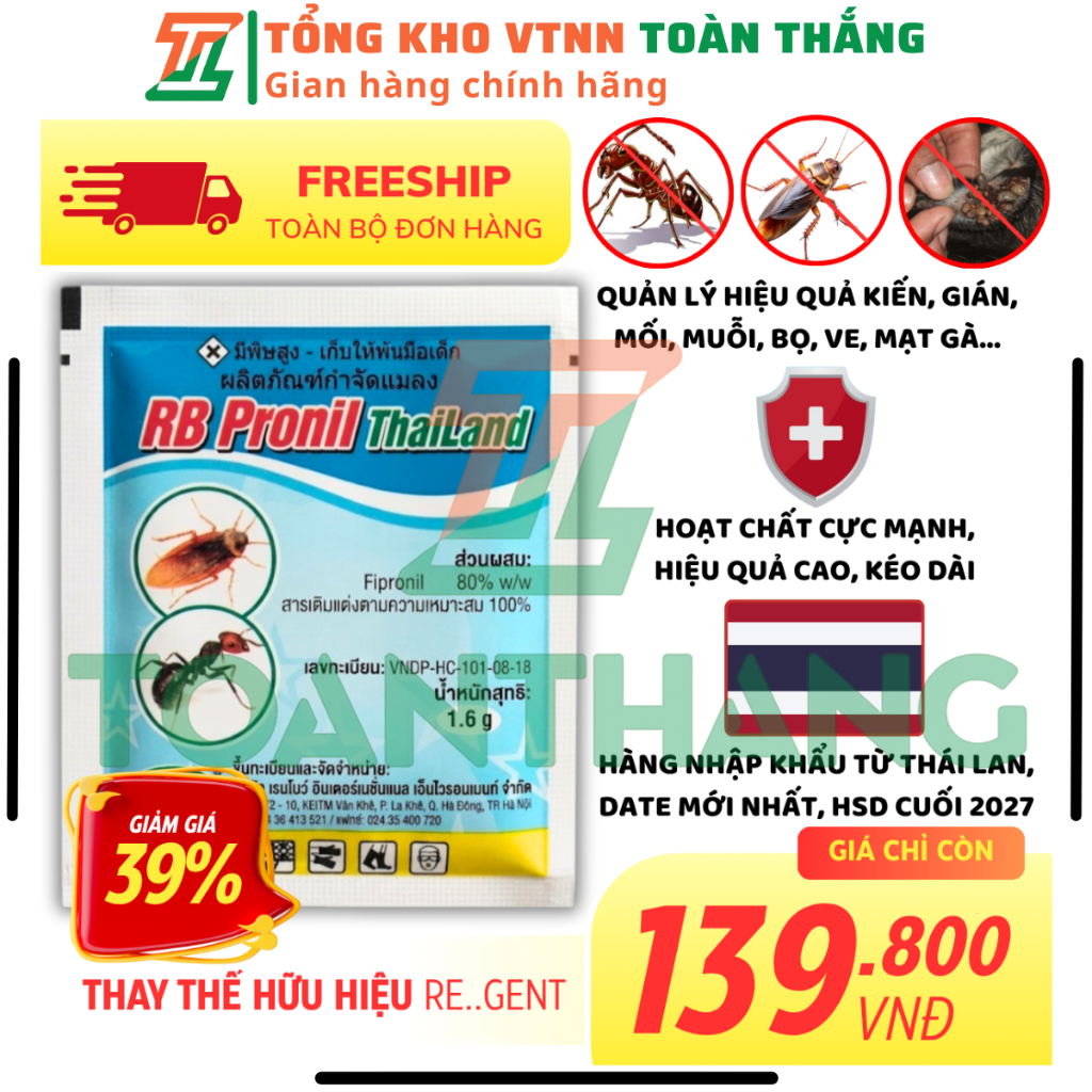 [SIÊU HIỆU QUẢ] 10 Gói RB Pronil Thailand Hàng Nhập Khẩu Thái Lan Thay Thế Re..gent Trừ Kiến, Gián, 