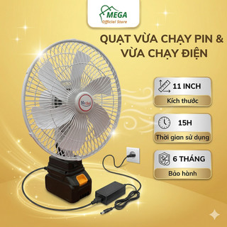 [Vừa chạy pin vừa chạy điện] Quạt Tích ĐIện Makita kèm chạy điện trực tiếp - Quạt 11inch, sử dụng 4-10h -Có đảo chiều