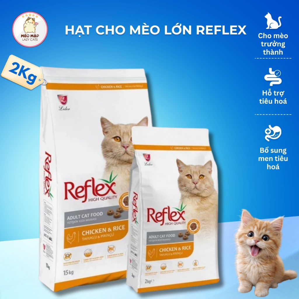 [2KG] Hạt cho mèo lớn REFLEX ADULT Chicken & Rice 2KG-vị gà gạo MÈO LỚN