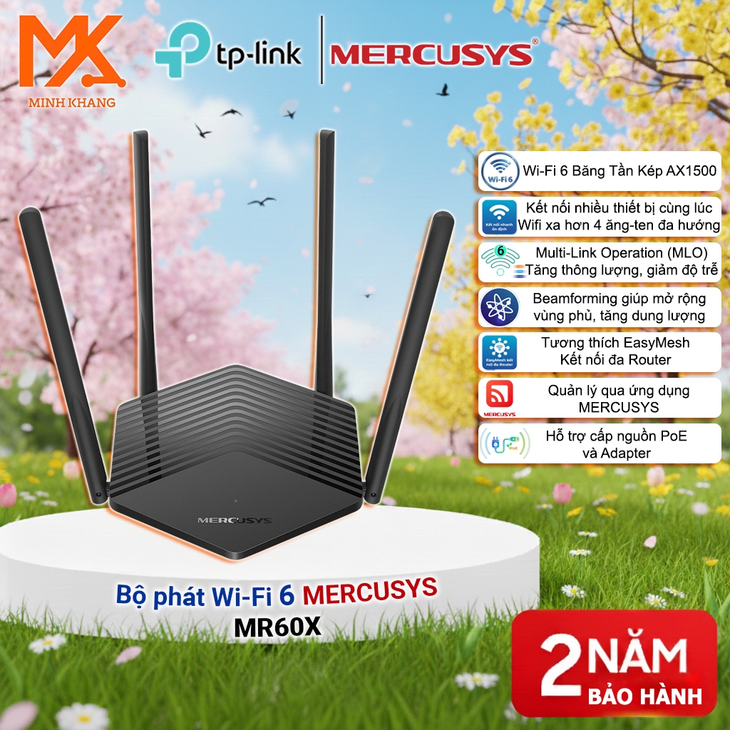 Mercusys MR60X AX1500 – Router Chuẩn AX, Phủ Sóng Rộng, Dễ Cài Đặt