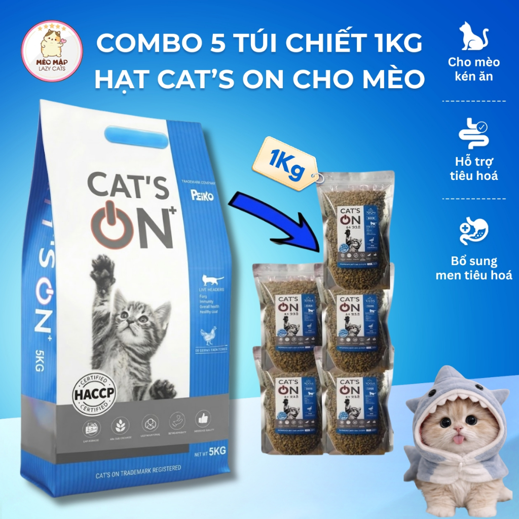 Combo 5kg chiết - Hạt thức ăn mèo Cat's ON 5kg - Cat On