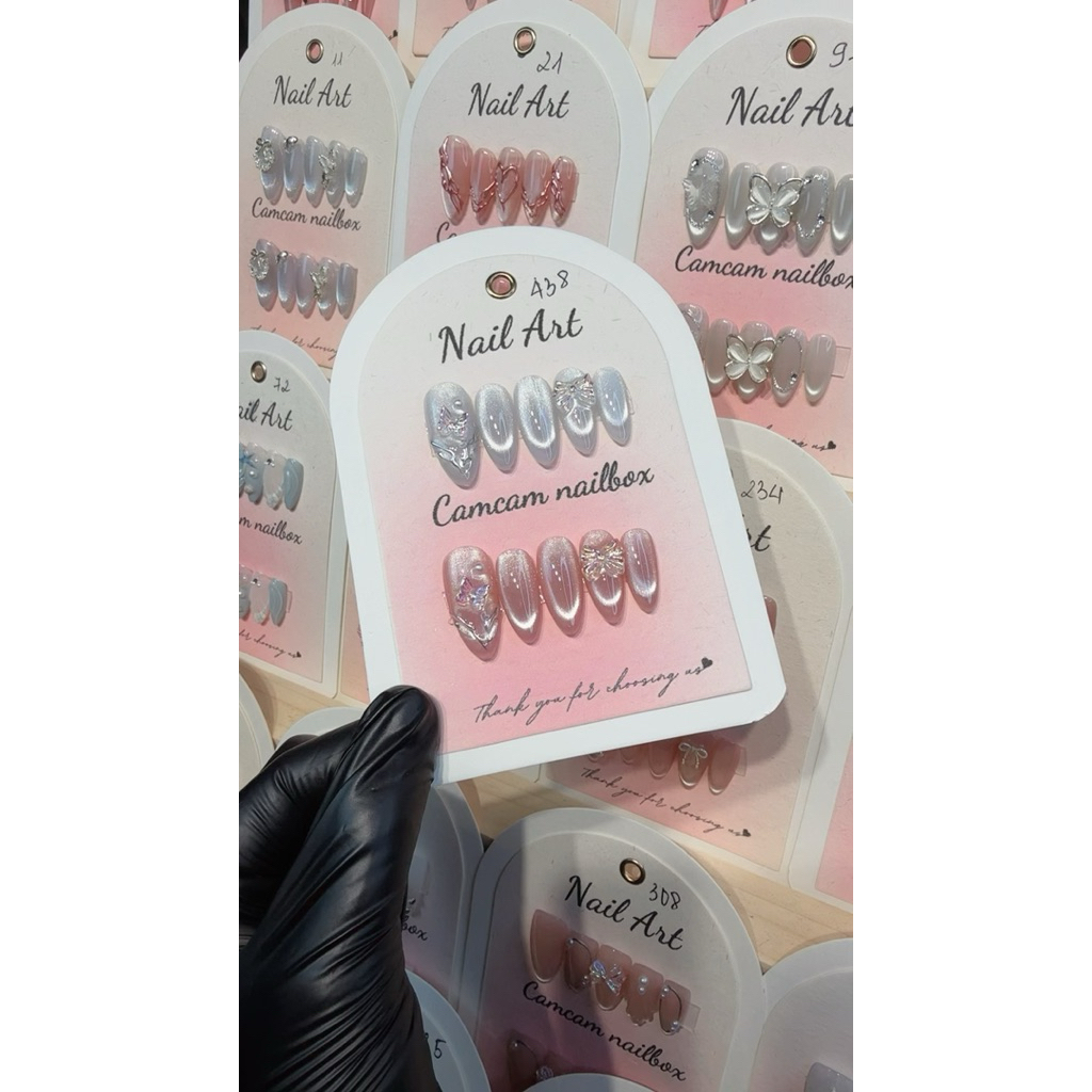 D438 nailbox thiết kế thủ công phối charm đi học,đi chơi