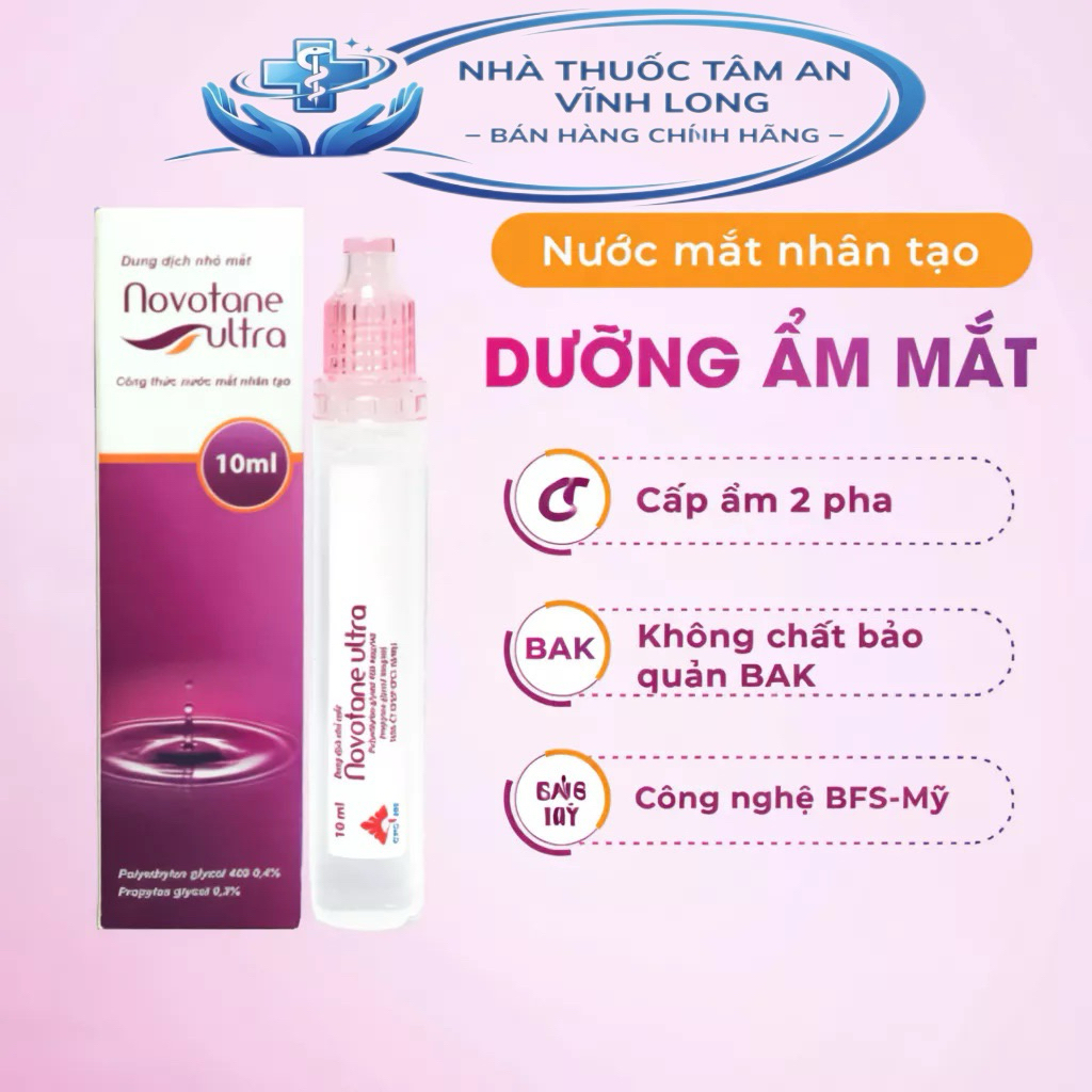 Nước Nhỏ Mắt Novotane Ultra 2 Pha – Dưỡng Ẩm Sâu, Giảm Khô Mỏi – Dùng Cho Lens/Trang Điểm – 10ml