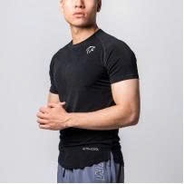 Áo thể thao tập gym nam Gymlab form fit nhiều màu vải poly thoáng mát - SILVER LOGO