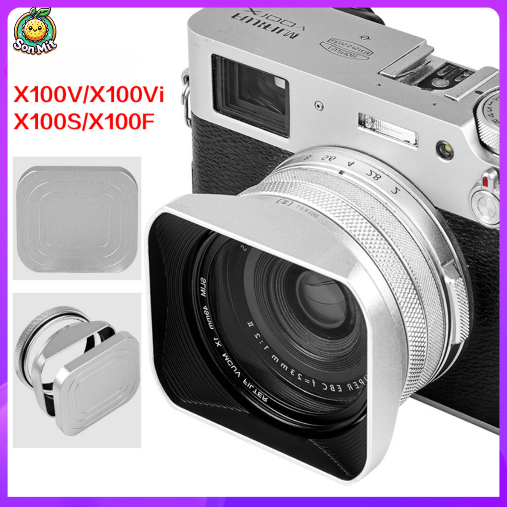 Ống Kính Hood Cho Máy Ảnh Fujifilm X100VI X100V X100F Có Bộ Lọc Bộ Chuyển Đổi Vòng Đính 49mm Ống Kín