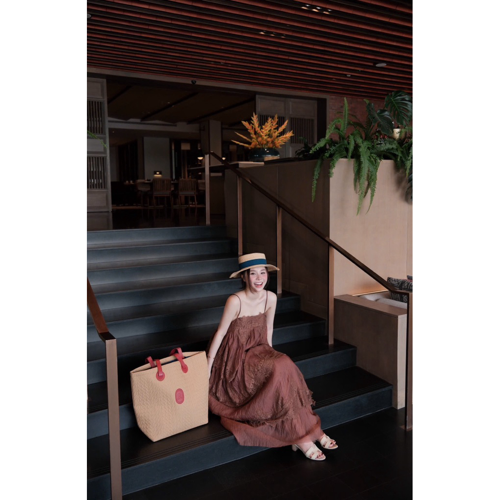 Váy hai dây phối ren xếp tầng maxi chuẩn Linh Hoàng daybyday