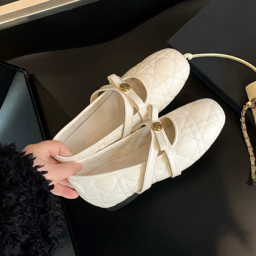 Giày búp bê lolita buộc Nơ in chữ Cao Cấp - Giày lười Đốc nữ cài nơ thời trang