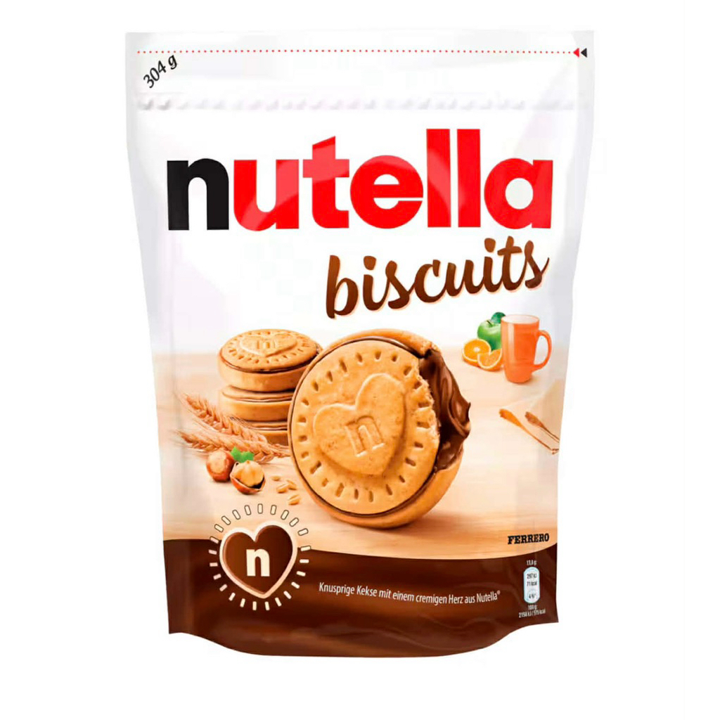 (Hàng chính hãng)🍪 NUTELLA BISCUITS – BÁNH QUY NHÂN KEM NUTELLA (TÚI LỚN 304G)
