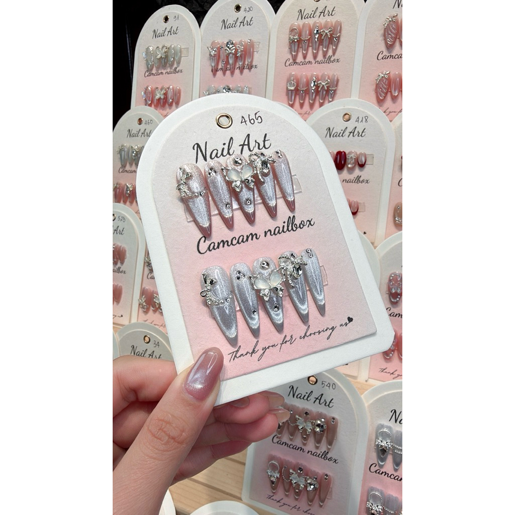 D465 nailbox thiết kế phối charm kim loại đi tiệc,cô dâu