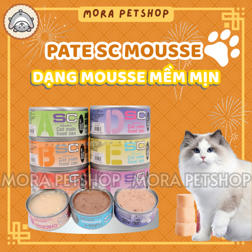 Pate SC cao cấp cho chó mèo, pate SC MOUSSE mềm tan, dưỡng lông, mix 6 vị thơm ngon
