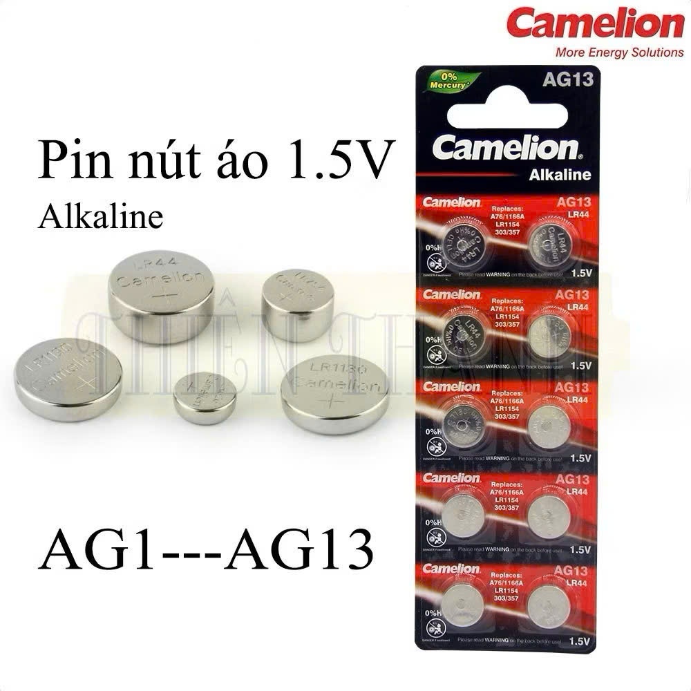 Pin Cúc Áo 10 Viên  AG1 (LR621), AG3 (LR41), AG4, AG10 (LR1130), AG13 (LR44) - 1.5V Alkaline Battery