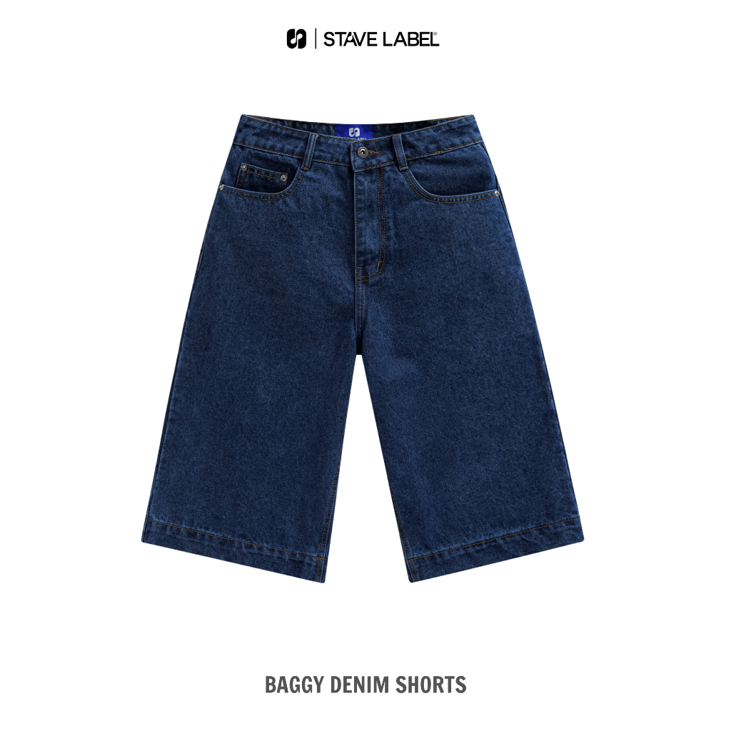 Quần Short Jean Quần Short STAVE LABEL Quần Short Baggy Form Rộng Unisex – Dài Qua Gối, Chất Denim, 