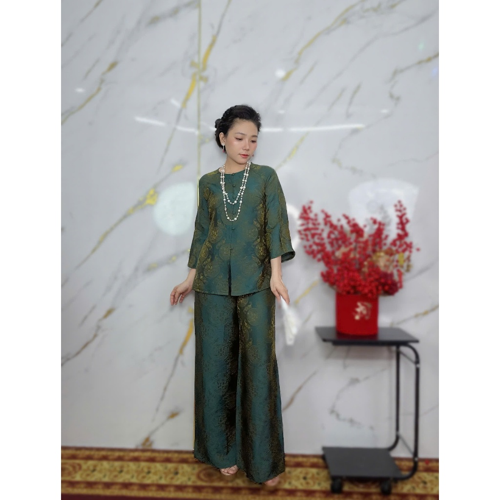 Bộ Bà Ba tơ óng tencel thọ dơi Áo Dài Yến Nhi