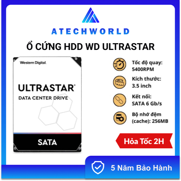 Ổ Cứng HDD WD Ultrastar 14TB 16TB 18TB 20TB 22TB 24TB Dùng Cho NAS Server – Hàng Chính Hãng - BH 5 N