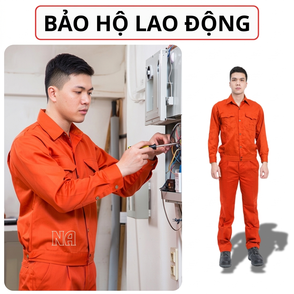 Quần Áo Bảo Hộ Lao Động NA Mã K07 Vải Kaki Liên Doanh Màu Cam Bền Đẹp Thoáng Mát