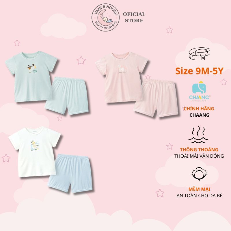 Bộ cộc cho bé trai bé gái cúc vai năng động Chaang Wild BOSS2026D03