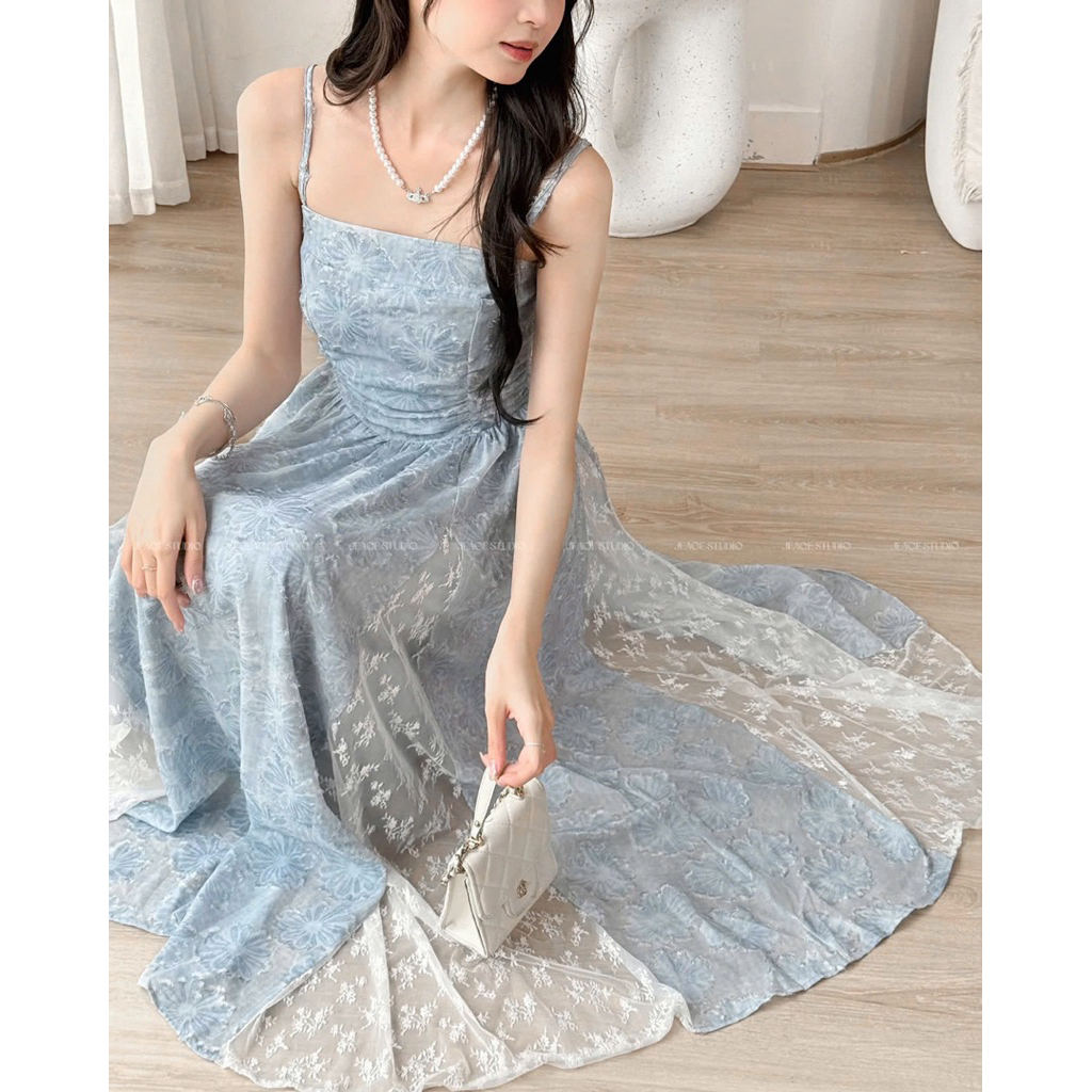 Set váy hai dây kèm áo khoác dệt kim Serina Set SET46 Jeace Studio