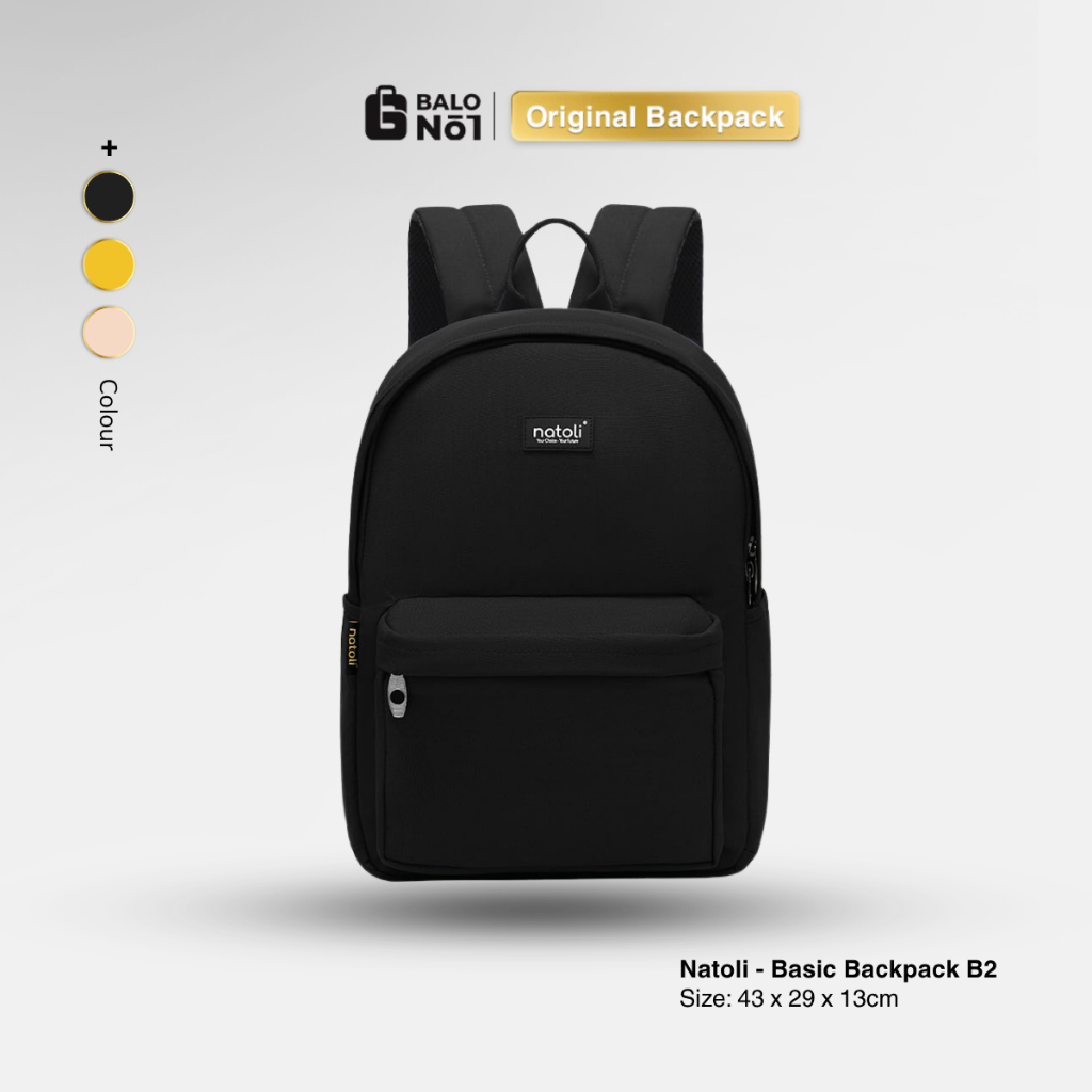 [NATOLI] Balo đi học nam nữ Natoli Basic Backpack B2  nhiều ngăn chống nước