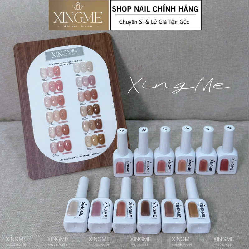 Sơn thạch đục 12 màu hồng nâu XINGME kèm bảng màu