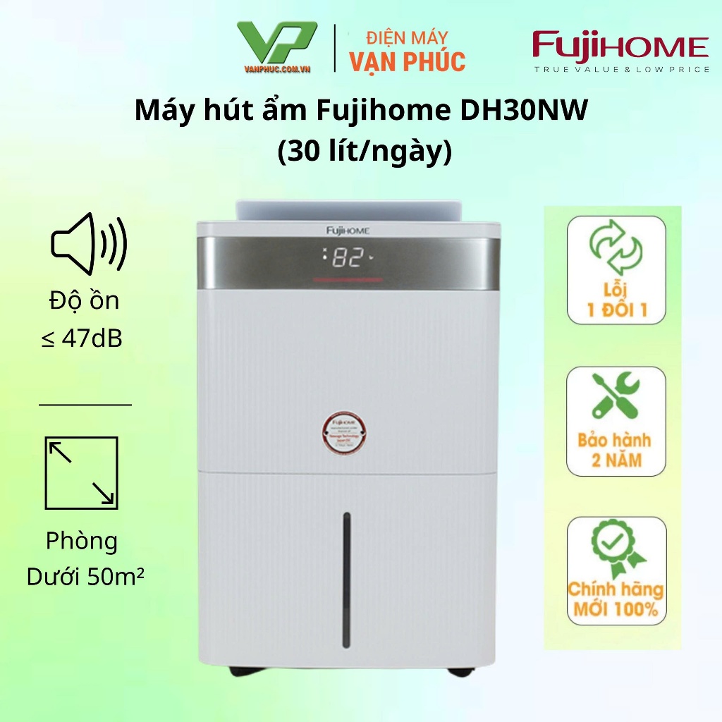 Máy hút ẩm Fujihome DH30NW công suất 30 lít/ngày, kết nối Wifi