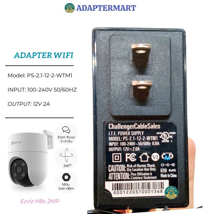Adapter nguồn cho camera Ezviz H8c 2MP – xoay 360 độ 12V