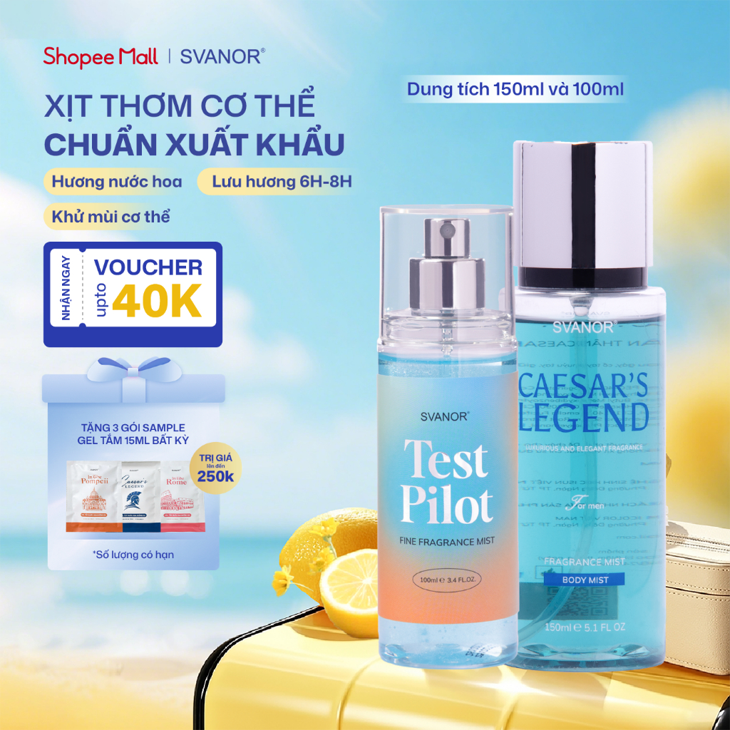 Body Mist Nam Xịt Thơm Cơ Thể  Hương Nước Hoa Svanor Caesar's Legend 150ml Xịt Khử Mùi Nam Thơm Lâu
