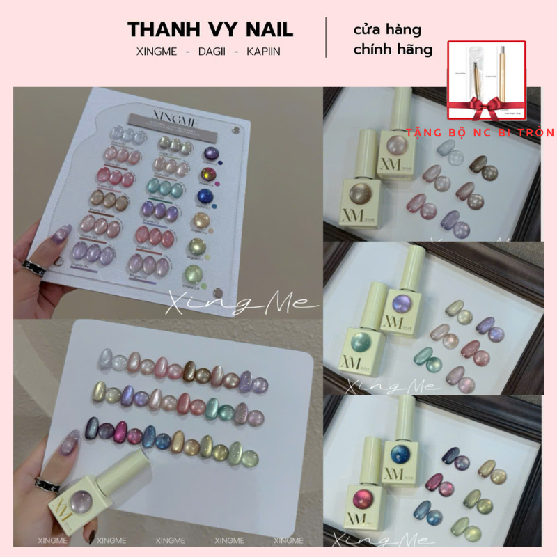 (TẶNG BỘ NC BI TRÒN)Sơn mắt mèo cực quang Saphire đa sắc màu combo 18 chai XINGME Thanh Vy Edana