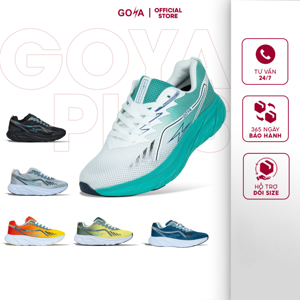 Giày thể thao chạy bộ nam nữ Goya Plus 2026 full màu - 100% Polyester thoáng khí, đế EVA phù hợp ngư