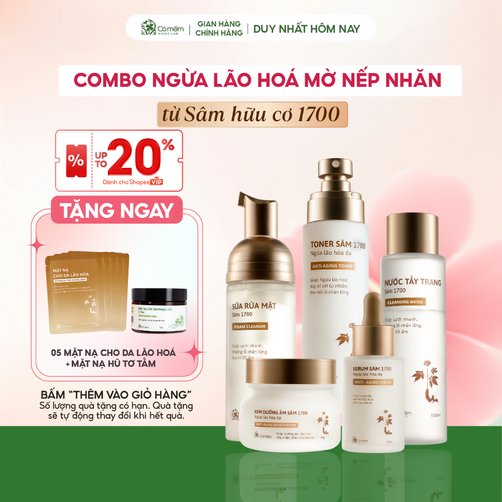 Trọn Bộ Chăm Sóc Da Sâm 1700 Ngừa Lão Hoá Da Mờ Nếp Nhăn Đốm Nâu Cỏ Mềm