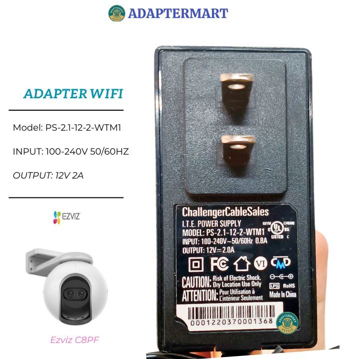 Nguồn 12V cho camera Ezviz C8PF 2MP - hàng bảo hành 12 tháng