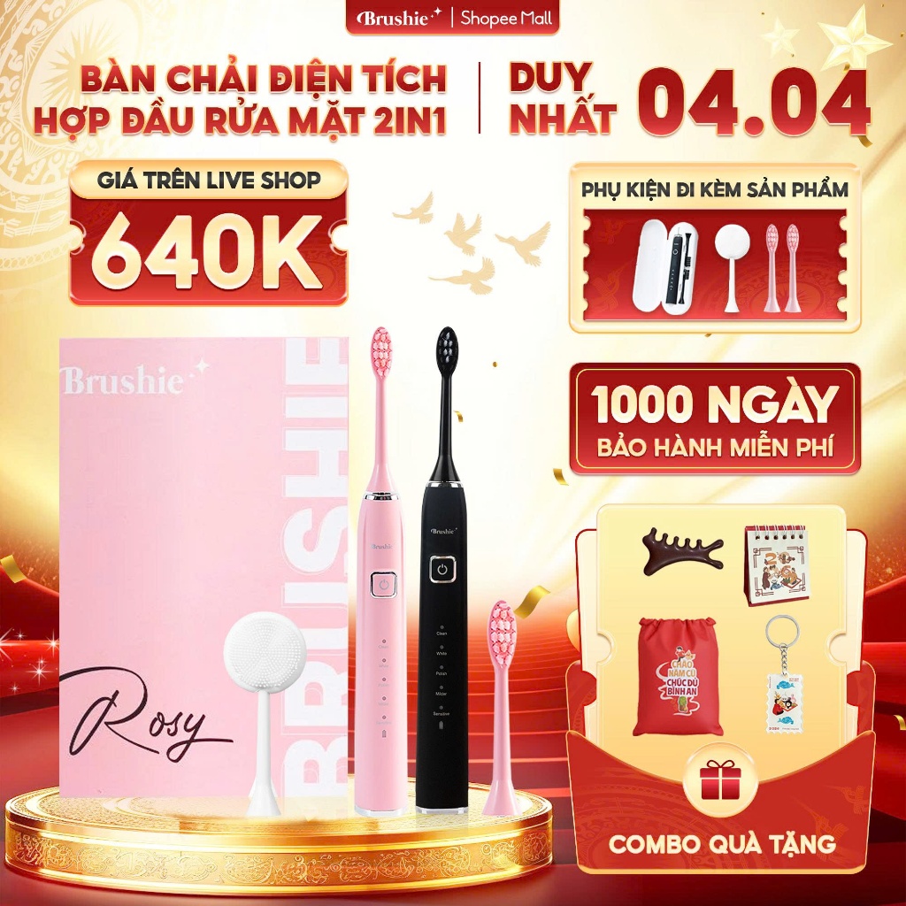 [GIÁ 656K LIVE SHOP] Bàn chải điện Brushie Ultra, set quà tặng sinh nhật cho nữ, quà tặng người yêu 