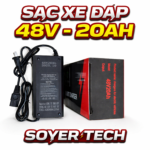 Bộ Sạc Xe Đạp Điện Xe Máy Điện 48V 20Ah  Tự Ngắt Bình- Đèn Báo Thông Minh.