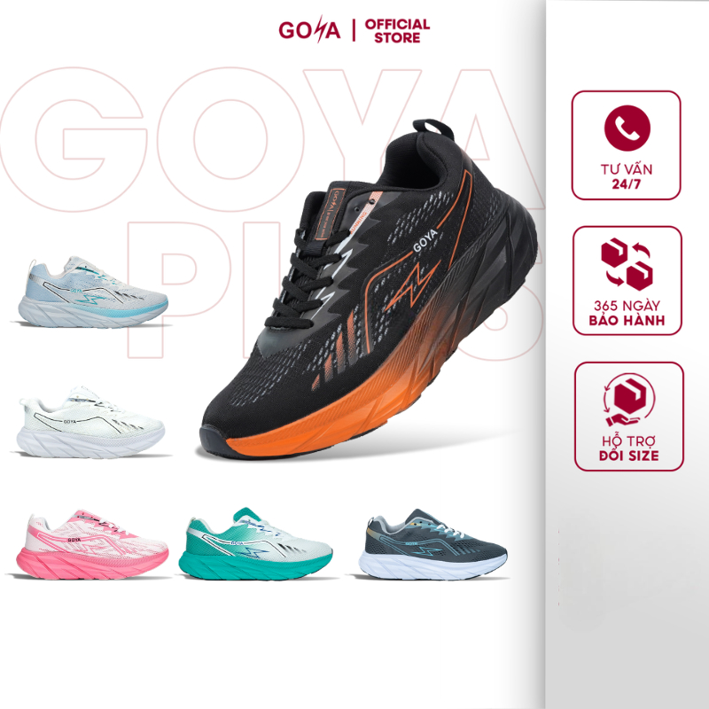 Giày thể thao chạy bộ Goya Training Plus năm 2026 màu Đen cam - Nhẹ êm, đế cao su chống trượt