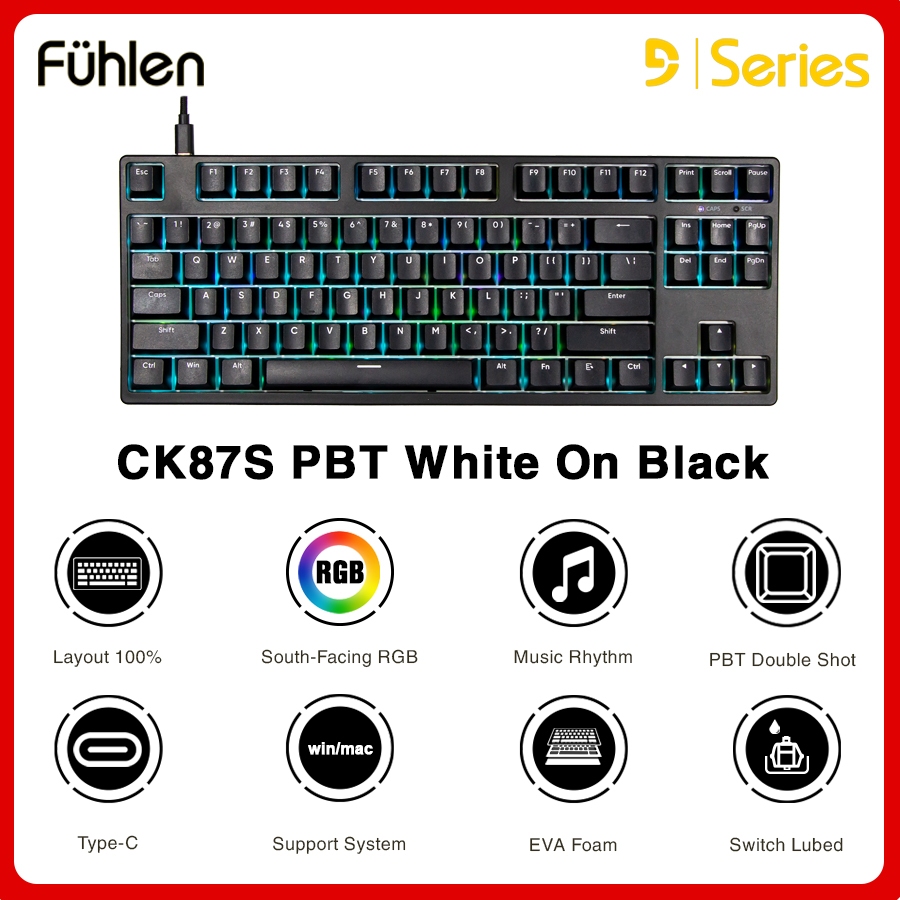 Bàn phím cơ gaming Fuhlen CK87S red switch, hot swap, led RGB, chỉnh app Bh hãng 24 tháng